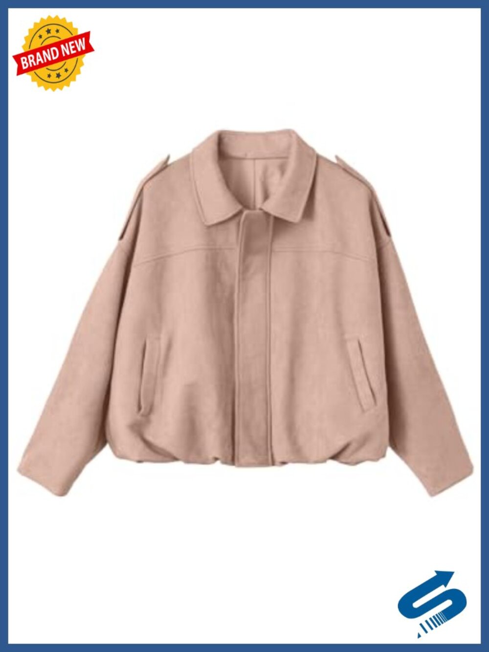 Faux Suede Bomber Jacket Long Sleeve Zip Up Cropped Spring Coat